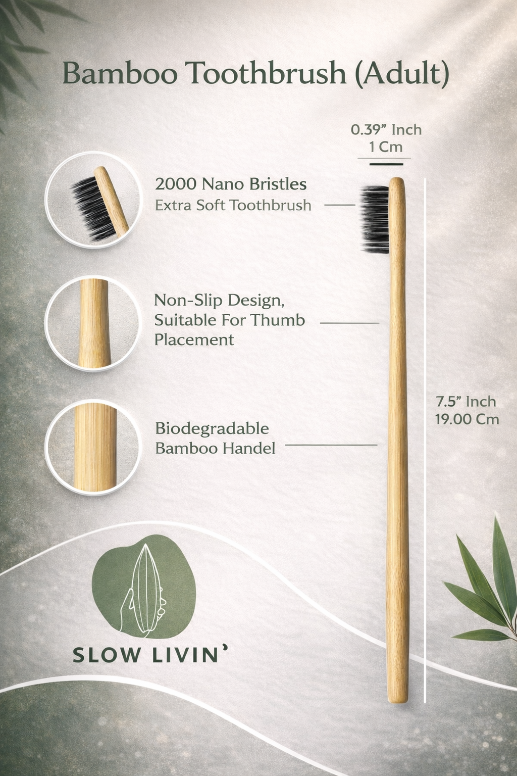 Bamboo Toothbrush - Black Bristles — Shop online | Slow Livin — view 6